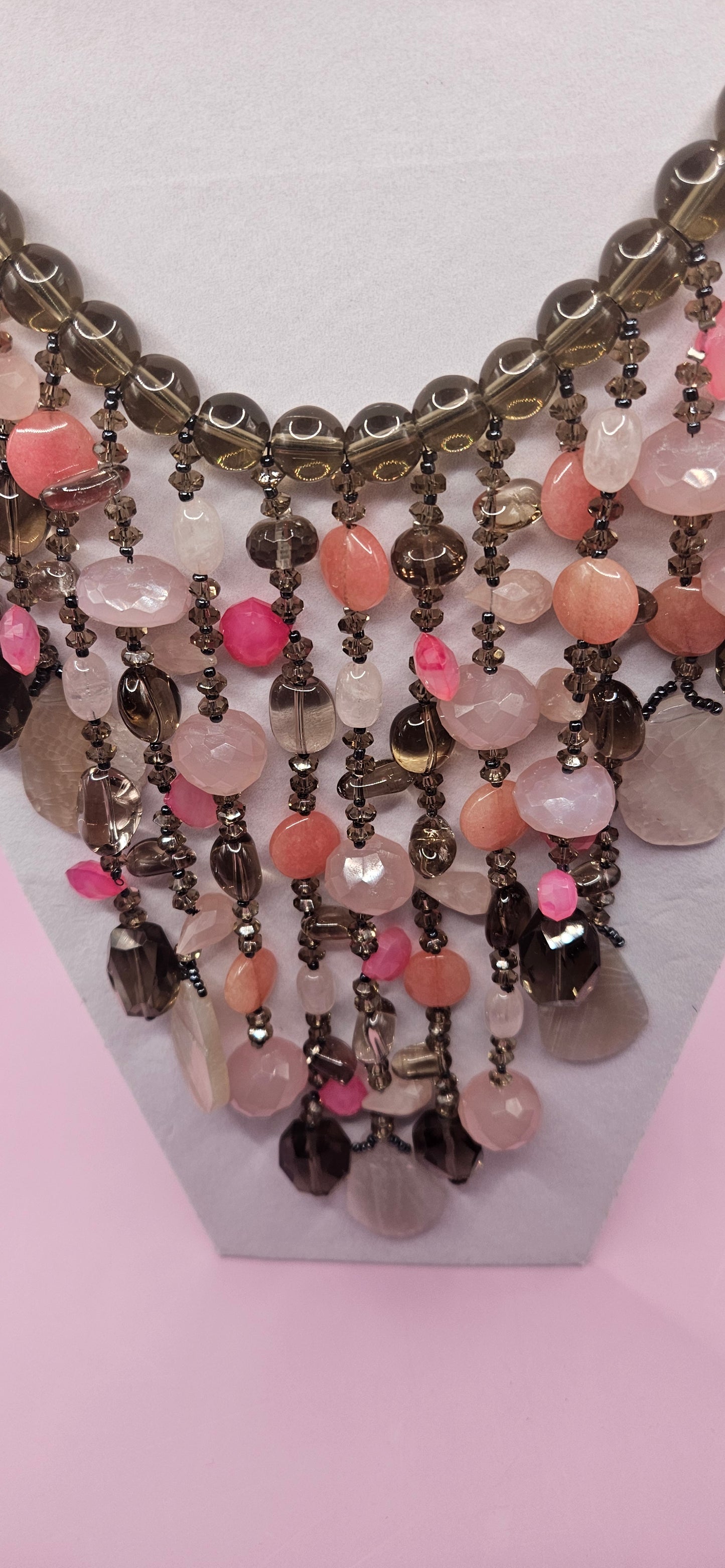 Pink Agate and Smokey Quartz