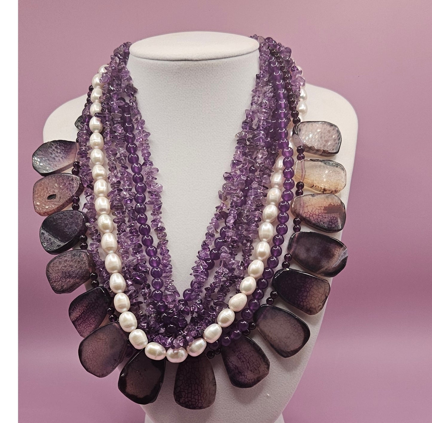 Amethyst, Freshwater Pearl, Purple Agate