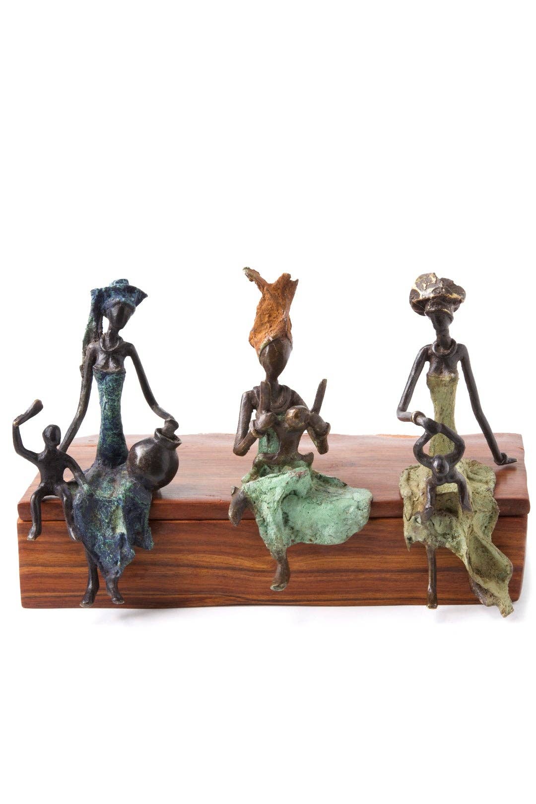 Swahili African Modern - Assorted Bronze Seated Mother with Child Sculptures