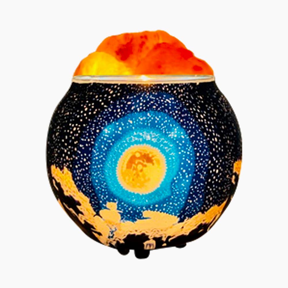 Himalayan CrystalLitez & EssentialLitez - Moon Handcrafted Salt Lamp Diffuser With Ul Listed Dimmer