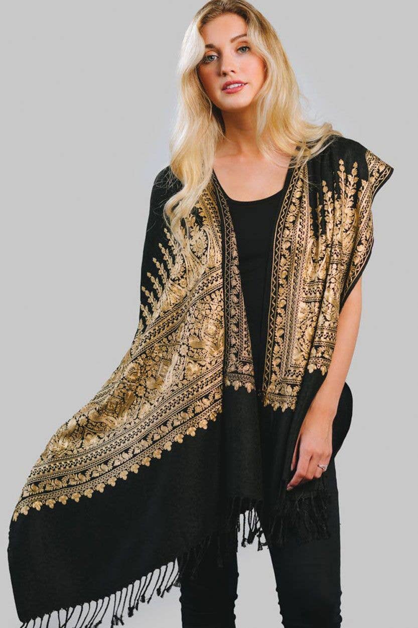 Sevya Handmade - Vimala Black & Gold Shawl