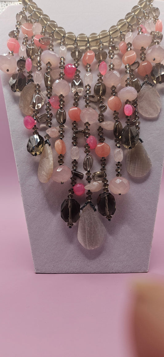 Pink Agate and Smokey Quartz