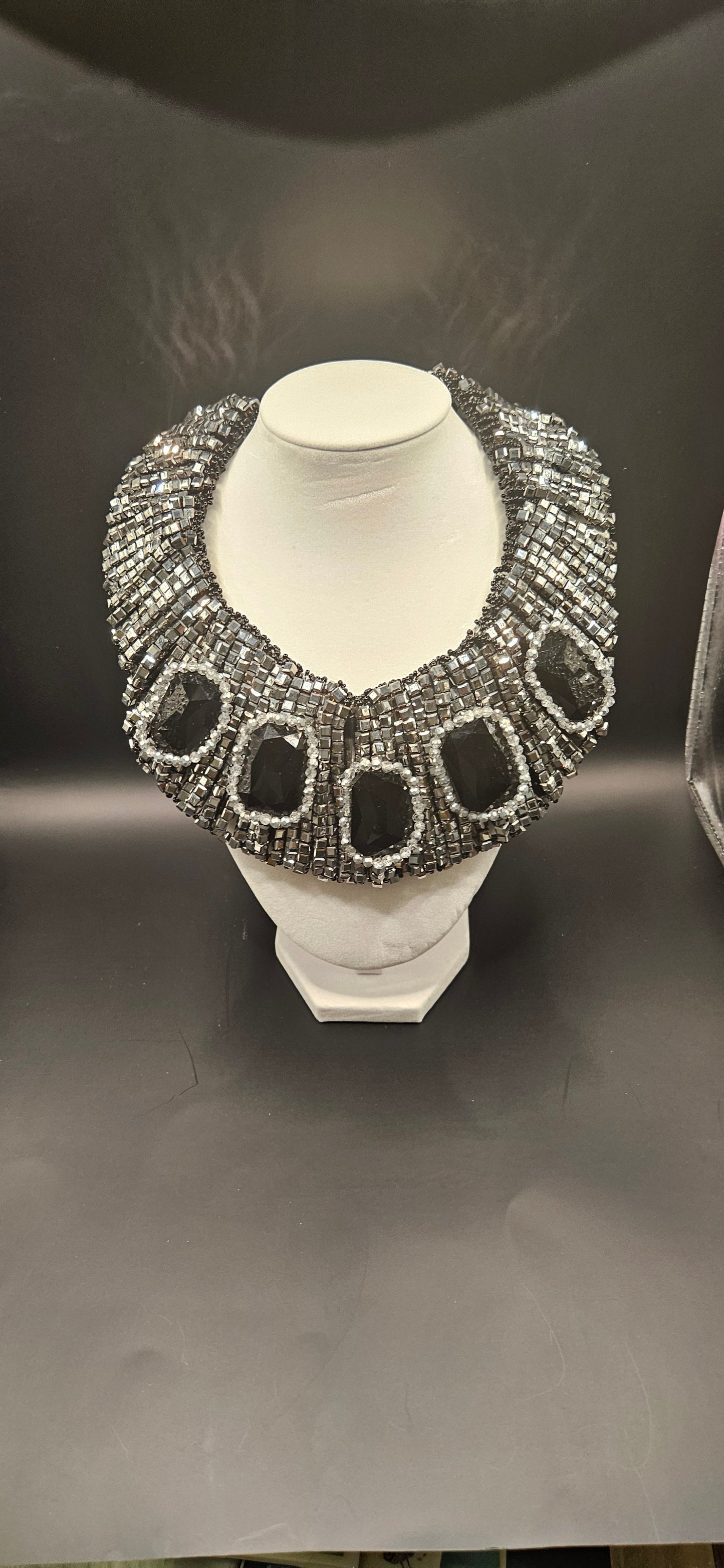 Onyx Collar and Crystal Necklace