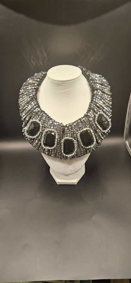 Onyx Collar and Crystal Necklace