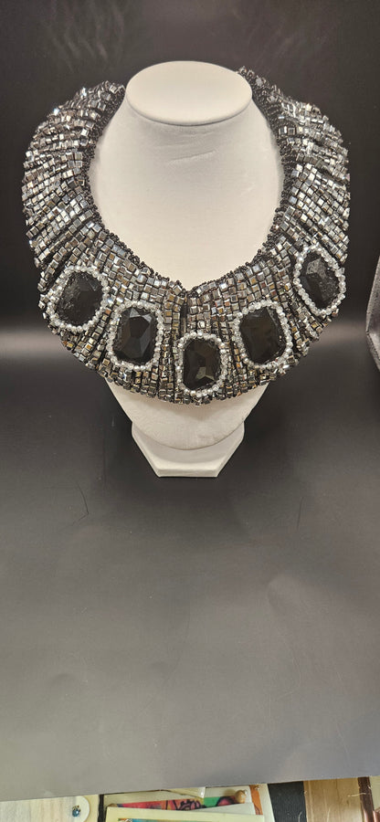 Onyx Collar and Crystal Necklace