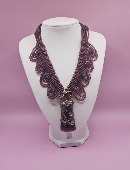 Amethyst,Citrine, and Sterling Silver Necklace