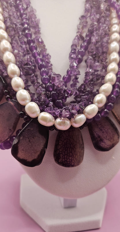 Amethyst, Freshwater Pearl, Purple Agate