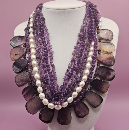 Amethyst, Freshwater Pearl, Purple Agate