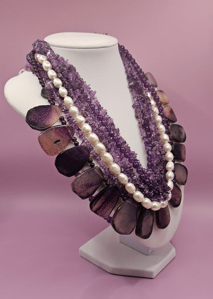 Amethyst, Freshwater Pearl, Purple Agate