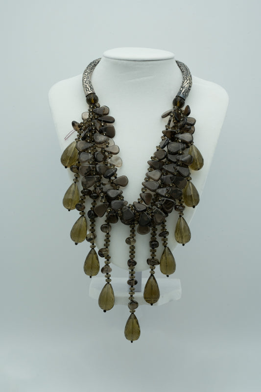 Smokey Quartz and Silver Necklace