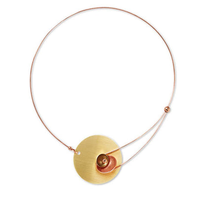 Chick Boss LLC - SOLSTICE Elegant Small Angular Metal Necklace: Guatemalan Jade, Brass/Copper