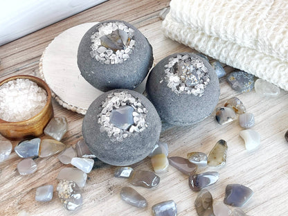 Rage Gems & Jewelry - Activated Charcoal, Agate & Coarse Sea Salt Bath Bomb: Mini