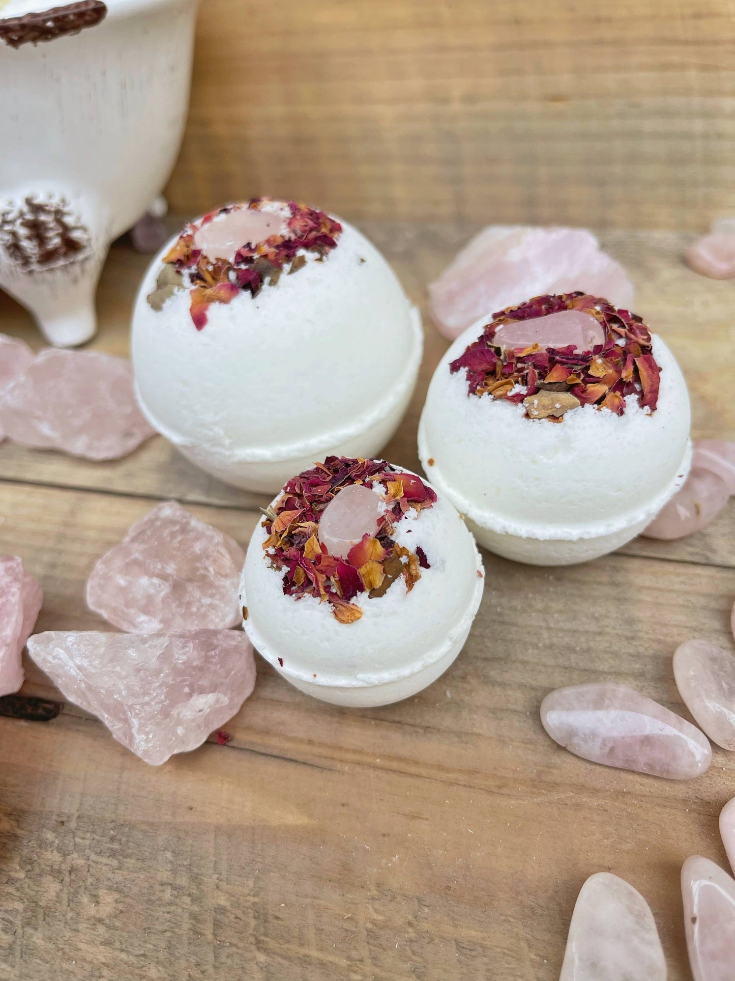 Rage Gems & Jewelry - Rose Quartz & Rose Bath Bomb: Medium