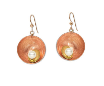 Chick Boss LLC - SPARK SMALL Perfect Go-To Mixed Metal Earrings: None/Metal Bead, Copper