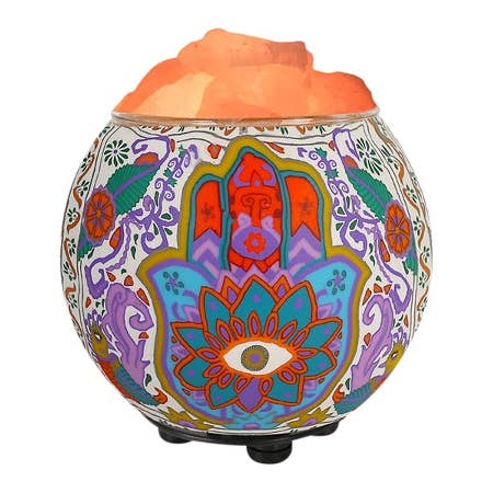 Himalayan CrystalLitez & EssentialLitez - Hamsa Handcrafted Aromatherapy Salt Lamp w/ UL Listed Dimmer