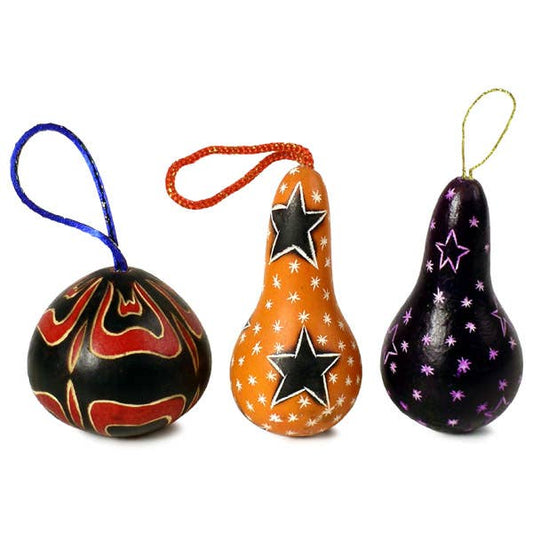 Sanyork Fair Trade - Gourd Carved Multicolored Stars Christmas Ornament Assorted