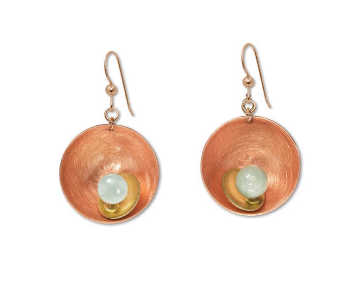 Chick Boss LLC - SPARK SMALL Perfect Go-To Mixed Metal Earrings: Simulated Pearl, Copper