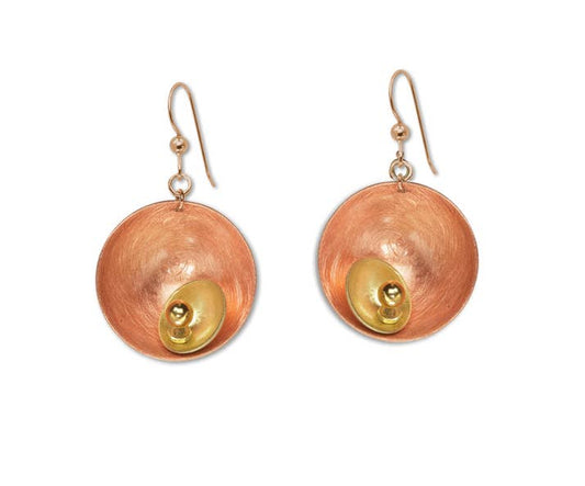 Chick Boss LLC - SPARK SMALL Perfect Go-To Mixed Metal Earrings: None/Metal Bead, Copper