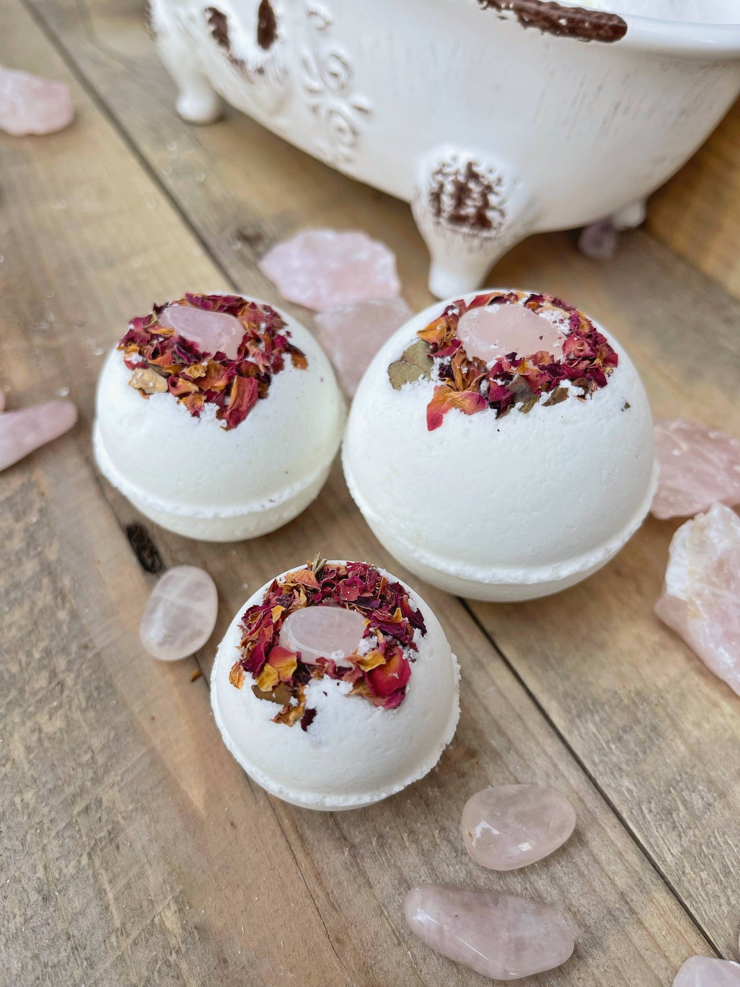 Rage Gems & Jewelry - Rose Quartz & Rose Bath Bomb: Medium