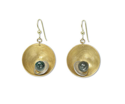 Chick Boss LLC - SPARK SMALL Perfect Go-To Mixed Metal Earrings: Guatemalan Jade, Brass