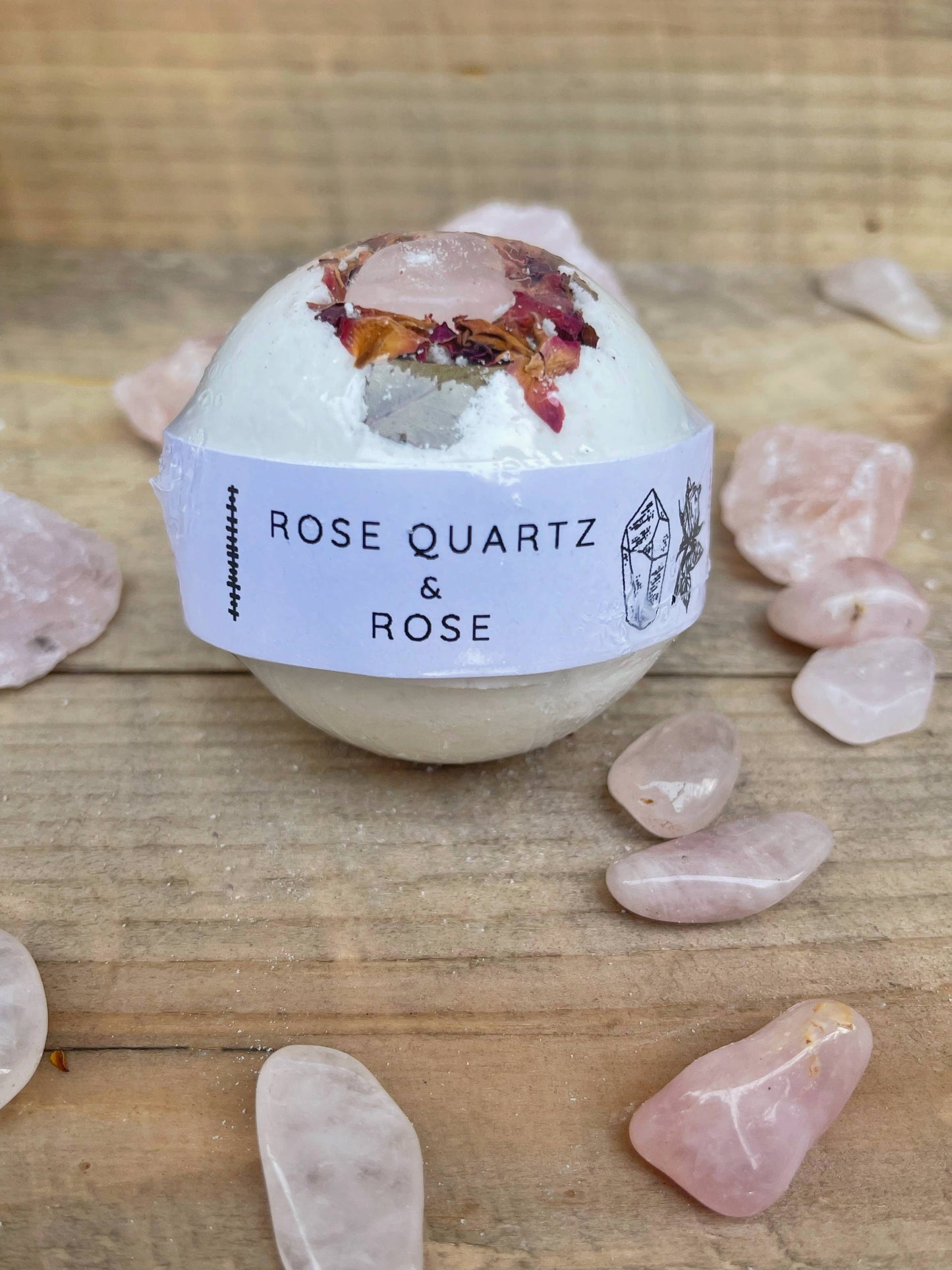 Rage Gems & Jewelry - Rose Quartz & Rose Bath Bomb: Medium