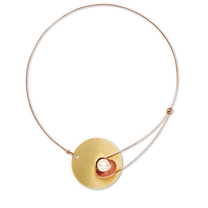 Chick Boss LLC - SOLSTICE Elegant Small Angular Metal Necklace: Guatemalan Jade, Brass/Copper