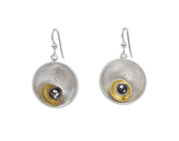 Chick Boss LLC - SPARK SMALL Perfect Go-To Mixed Metal Earrings: Simulated Pearl, Copper