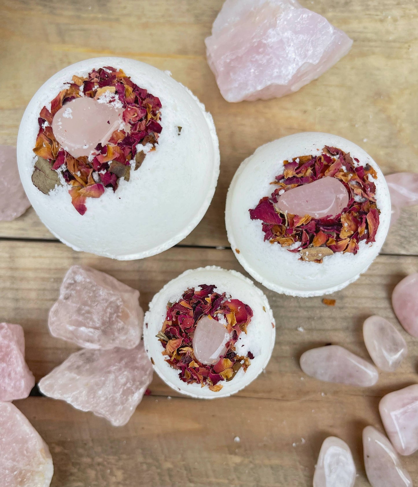 Rage Gems & Jewelry - Rose Quartz & Rose Bath Bomb: Medium