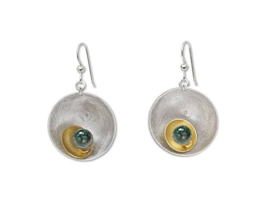 Chick Boss LLC - SPARK SMALL Perfect Go-To Mixed Metal Earrings: Guatemalan Jade, Aluminum