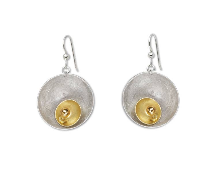 Chick Boss LLC - SPARK SMALL Perfect Go-To Mixed Metal Earrings: None/Metal Bead, Copper