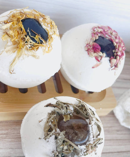 Rage Gems & Jewelry - Limited Edition - Smoky Quartz Bath Bomb with Dried Flowers: Dried Calendula