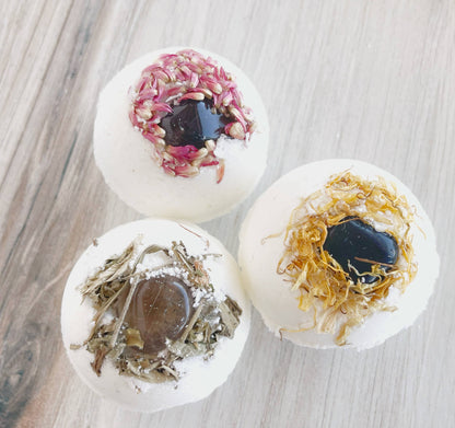 Rage Gems & Jewelry - Limited Edition - Smoky Quartz Bath Bomb with Dried Flowers: Dried Calendula