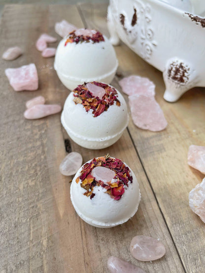 Rage Gems & Jewelry - Rose Quartz & Rose Bath Bomb: Medium