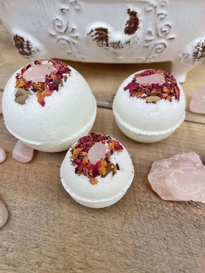 Rage Gems & Jewelry - Rose Quartz & Rose Bath Bomb: Medium