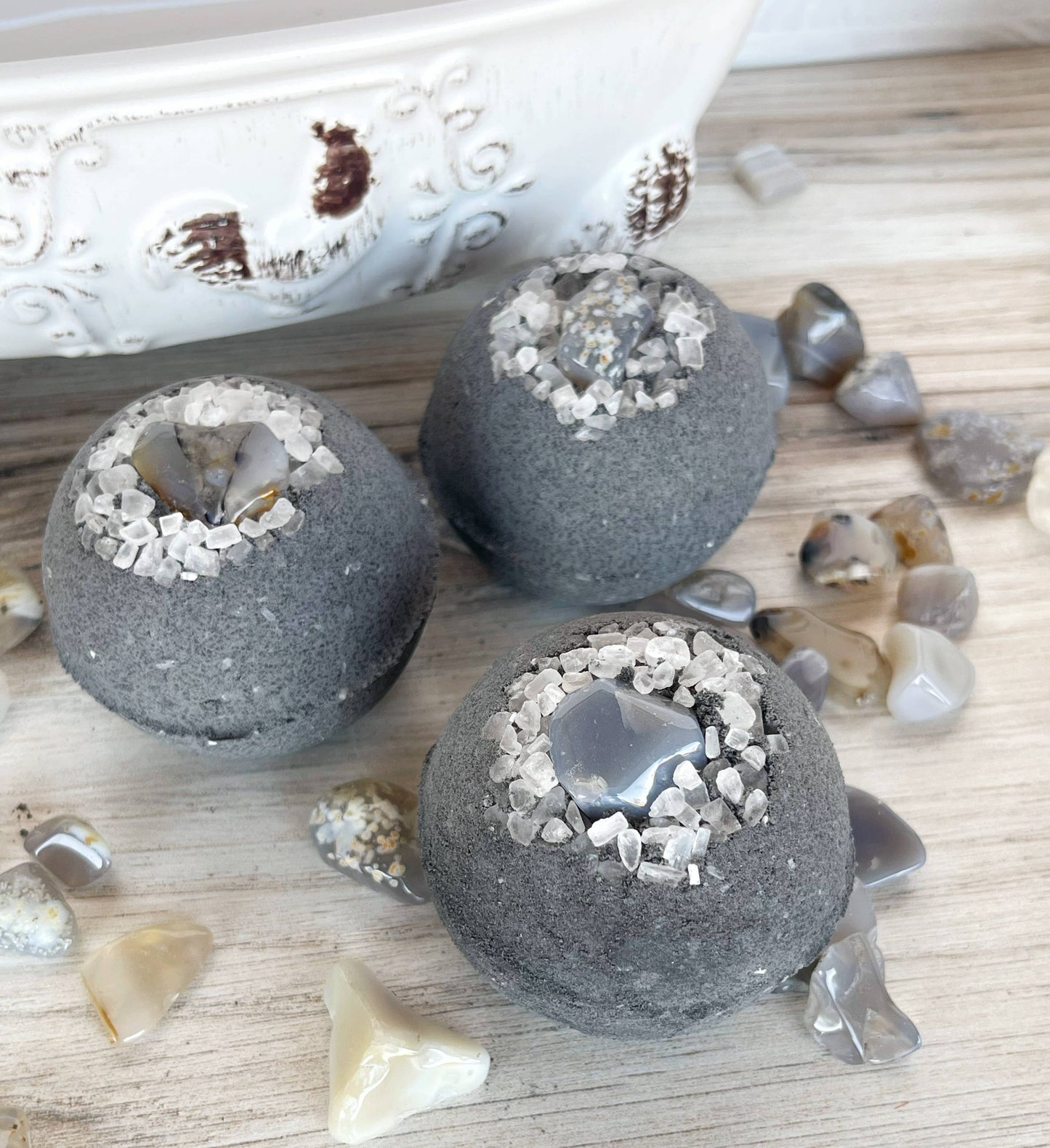 Rage Gems & Jewelry - Activated Charcoal, Agate & Coarse Sea Salt Bath Bomb: Mini